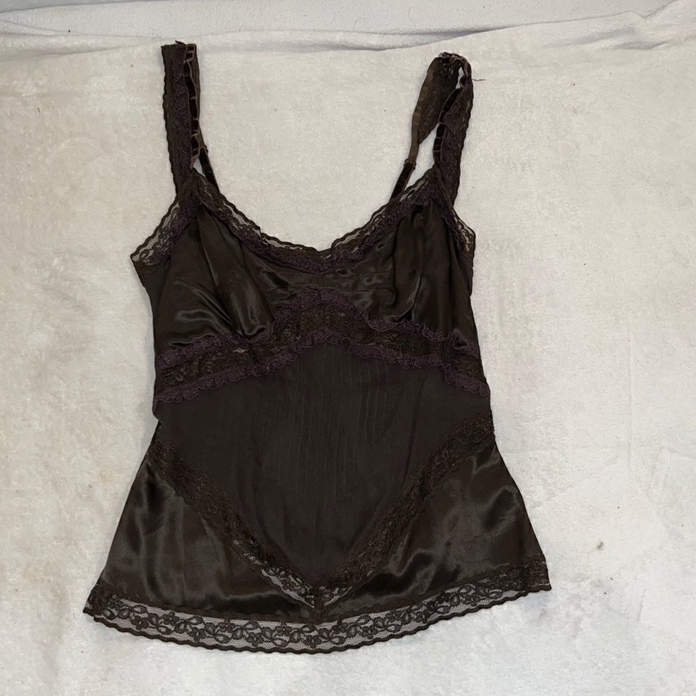 Karen millen womens tank blouse size 6 brown lace